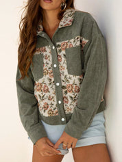 Moss Floral Snap Down Corduroy Jacket | Jackets Daverri Fashions