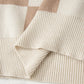 Daverri beige and cream checkered knit baggy sweater with ribbed trim