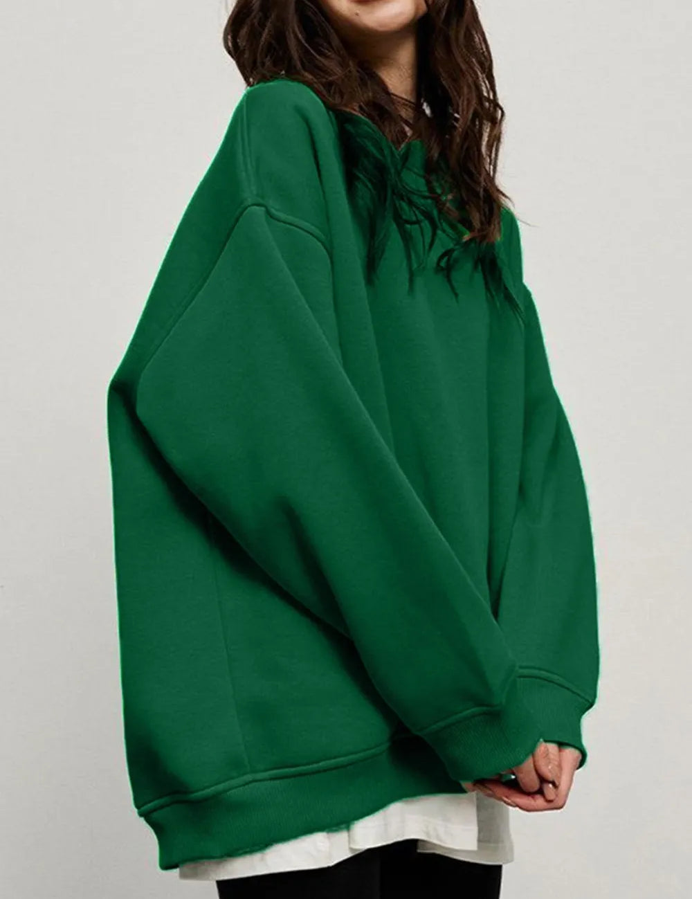 Round Neck Dropped Shoulder Long Sleeve Sweatshirt | Sweatshirts Daverri Fashions