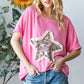 HOPELY Leopard Star Patch Short Sleeve T-Shirt Pink T-Shirts