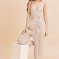 Aemi + Co Ditsy Floral Surplice Sleeveless Wide Leg Jumpsuit Jumpsuits