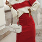 Two-Tone Ribbed Knit Top and Skirt Sweater Set - DAVERRI FASHIONS