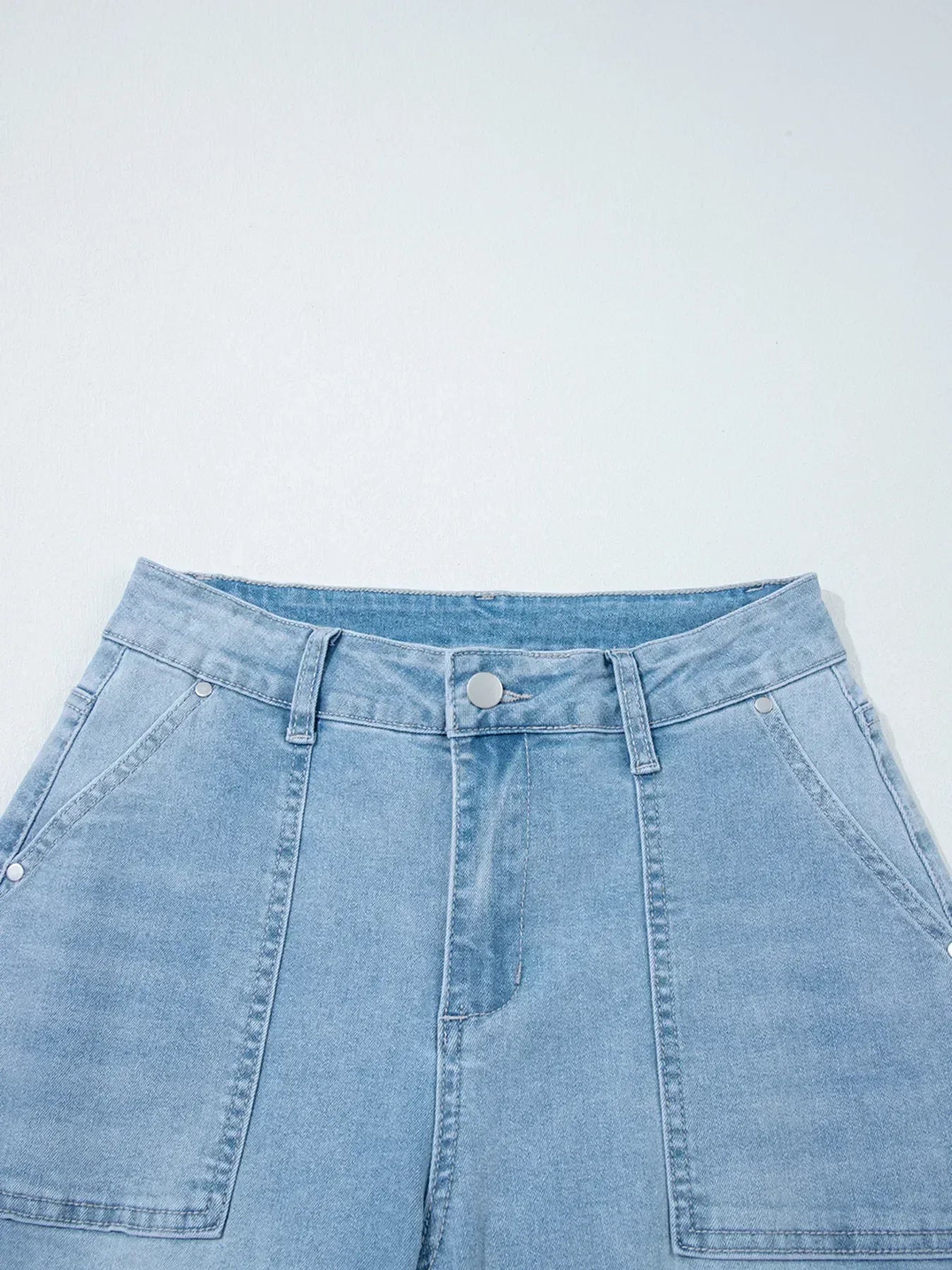 Daverri Fashions High Rise Barrel Relaxed Patch Pocket Jeans - DAVERRI FASHIONS