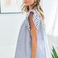 First Love Blue Striped Flutter Sleeve Blouse Blouses