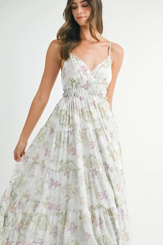 MABLE Floral Print Tiered Cami Maxi Dress Maxi Dresses