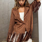 BiBi Single Blazer with Fringed Hem - DAVERRI FASHIONS