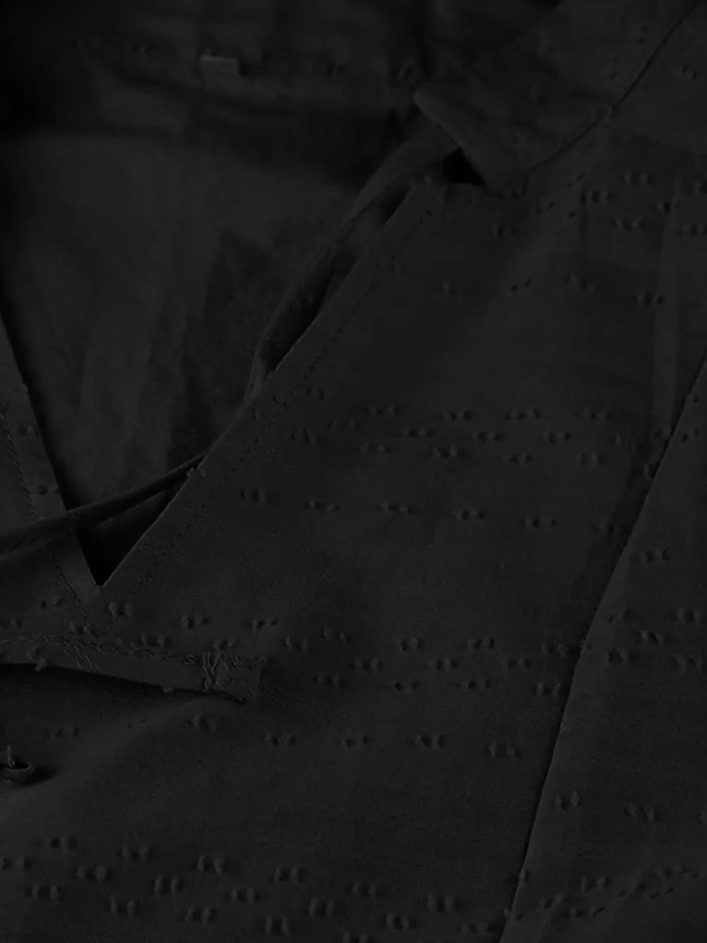 Black perforated textured fabric on full size tied three-quarter sleeve mini dress