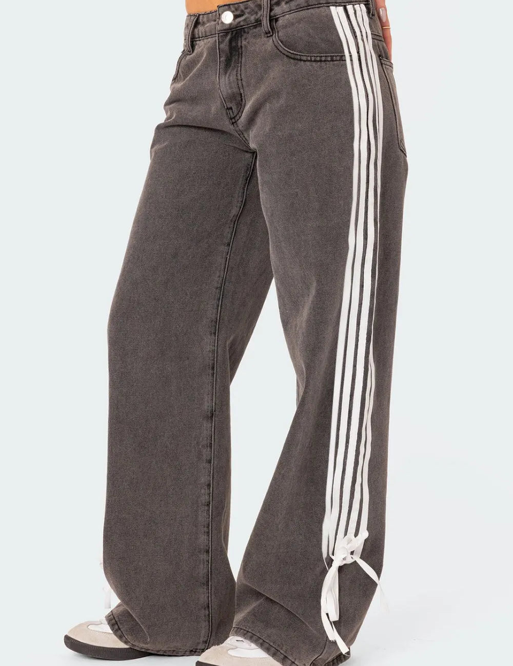 Side Striped Loose Fit Jeans | Jeans Daverri Fashions