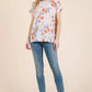 BOMBOM Floral Round Neck RIbbed T-Shirt