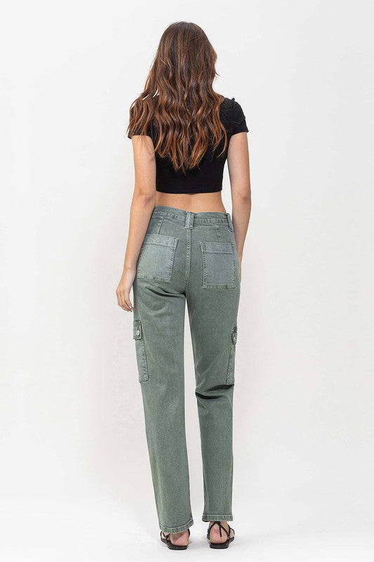 Vervet Cargo Pocket Mid Rise Straight Jeans Jeans