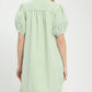 Umgee Pinstripe Shift Dress in sage green white stripes with cream hem