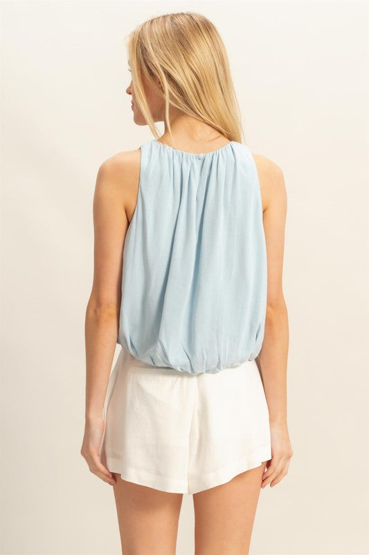 HYFVE Bubble Hem Round Neck Sleeveless Blouse Blouses