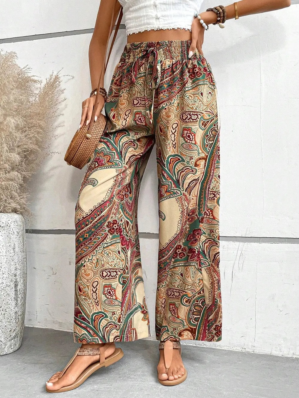 Printed Wide Leg Pants | Pants Daverri Fashions