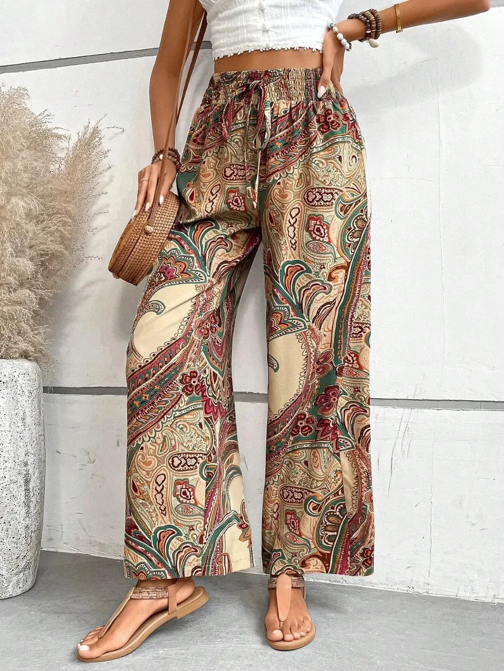 Printed Wide Leg Pants - DAVERRI FASHIONS