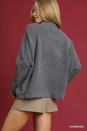 Umgee V-Neck Sweater with Wide Trim Detail | Sweaters Daverri Fashions