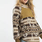 Umgee Aztec Print Sherpa Pullover - DAVERRI FASHIONS