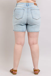 Judy Blue Full Size 2 Button Denim Shorts with Pockets Plus Size | Denim Shorts Daverri Fashions