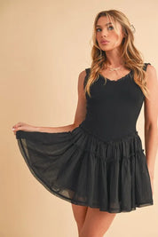 Aemi+Co Frill Sleeveless Drop Waist Mini Dress | Daverri Fashions
