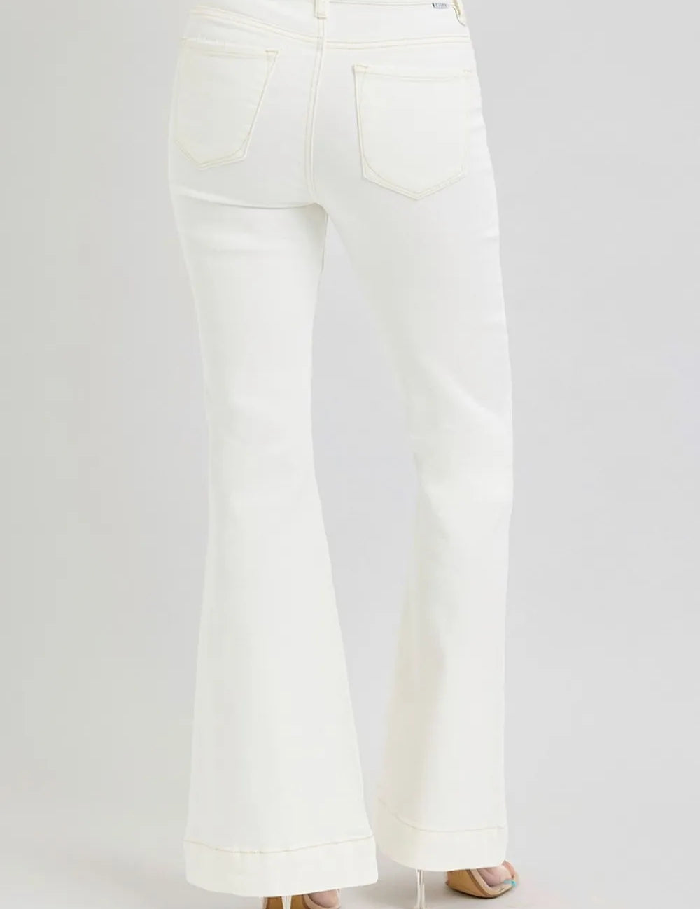 RISEN Full Size High Rise Front Patch Pocket Flare Jeans | Daverri Fashions