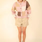 VERY J Color Block Button Down Textured Sweater Cardigan Cardigans