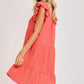 Umgee Johnny Collar Ruffle Cap Sleeve Tiered Dress Knee Length Dresses