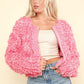 VERY J Shaggy Yarn Knit Zip Up Jacket Tops