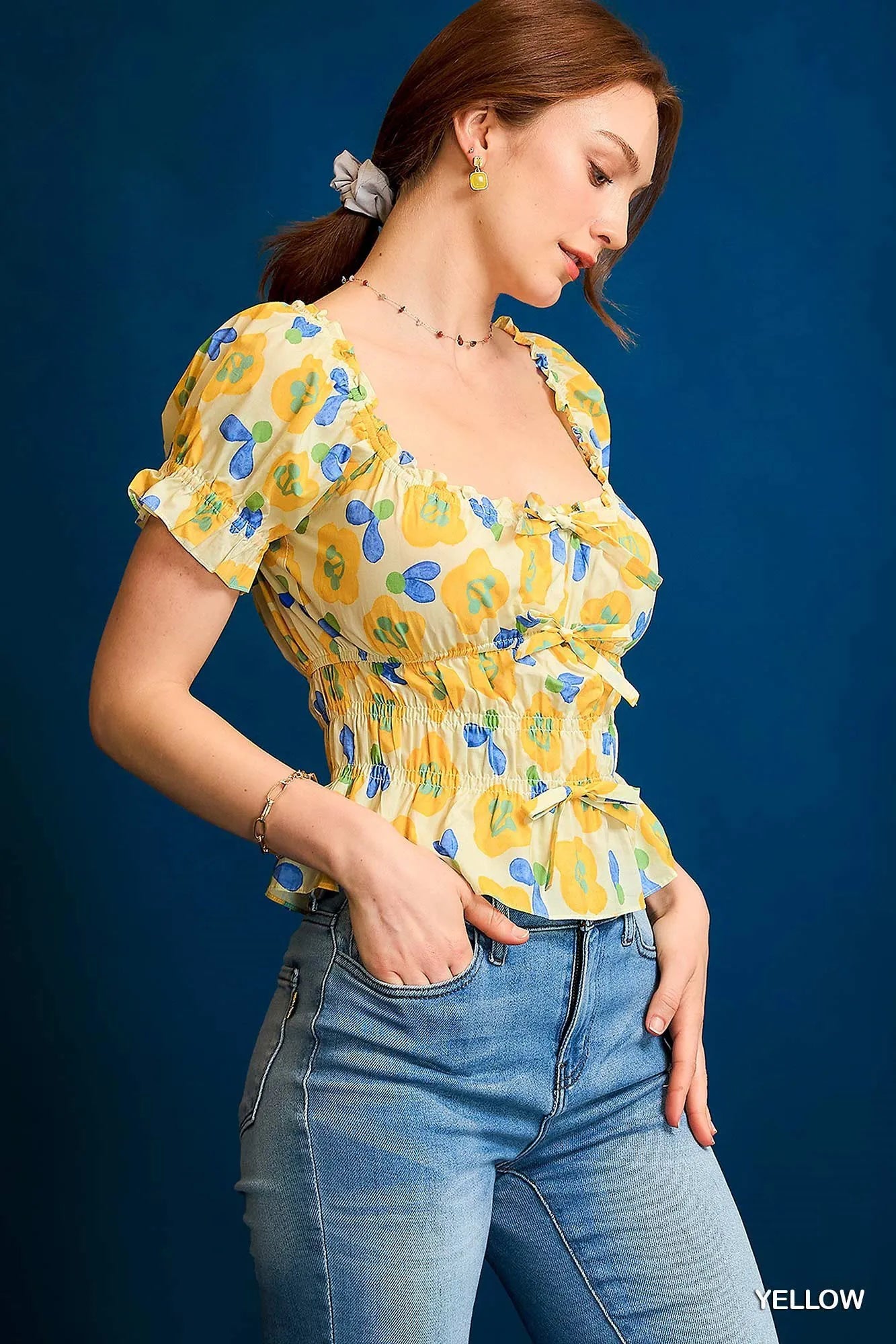 Umgee Floral Smocked Peplum Blouse | Daverri Fashions