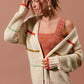 SO ME Loose Fit Multi Stripe Open Front Cardigan - DAVERRI FASHIONS