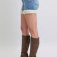 Judy Blue Full Size Hw Tummy Control Shearling Cuff Denim Shorts Plus Size Denim Shorts