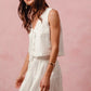 White eyelet lace SO ME floral vest top and tiered mini skirt set