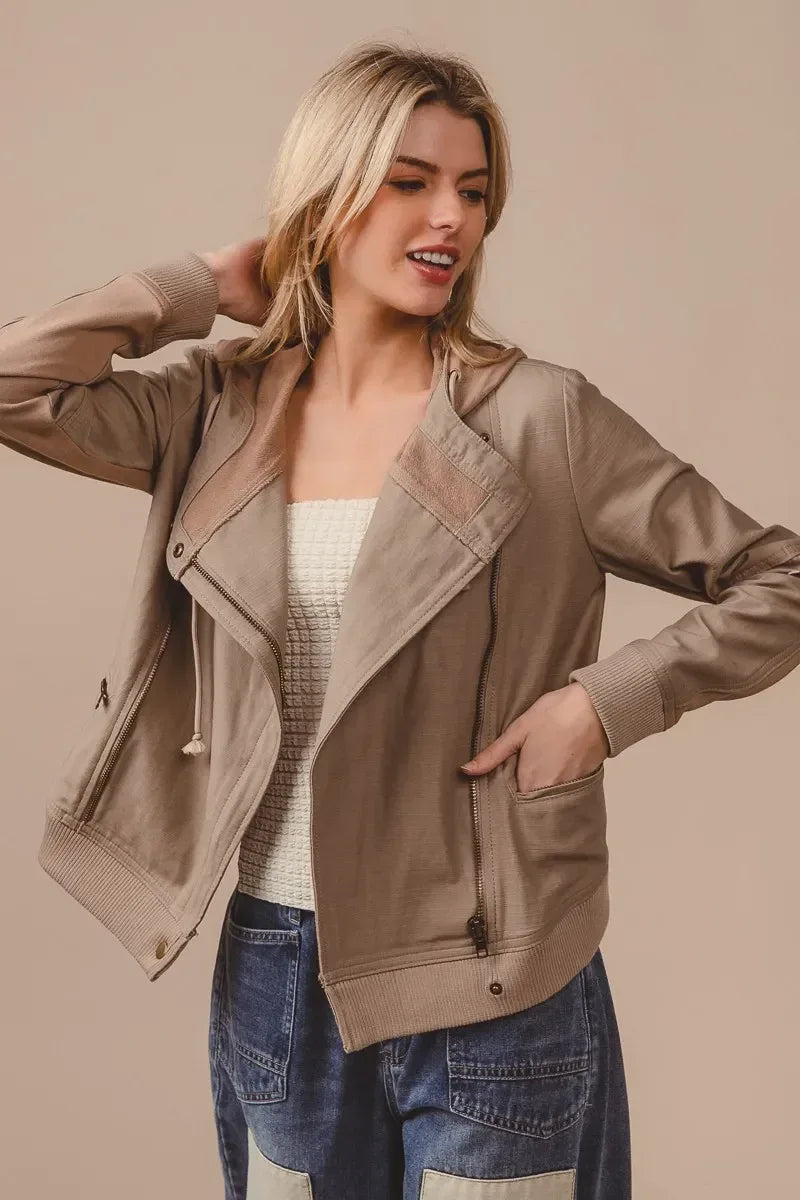BiBi Textured Woven Rider Jacket - DAVERRI FASHIONS