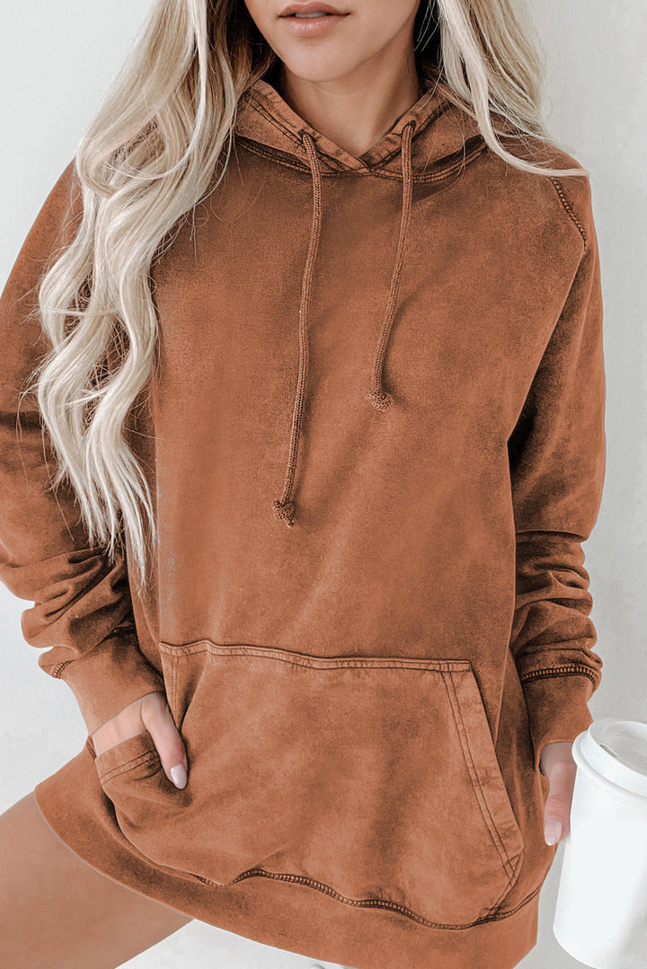 Long Sleeve Front Pocket Hoodie Tops