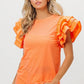 BiBi Knit Top Woven Ruffle Tiered Sleeves - DAVERRI FASHIONS