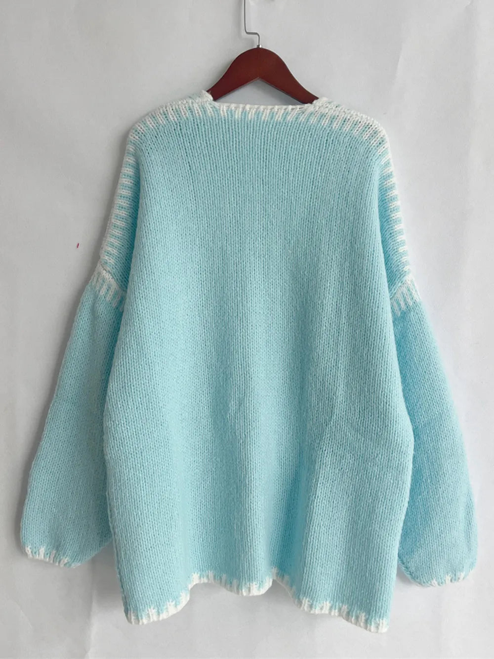 Double Take Contrast Open Front Dropped Shoulder Cardigan | Cardigans Daverri Fashions