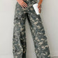 Camo Print Wide Leg Cargo Jeans - DAVERRI FASHIONS