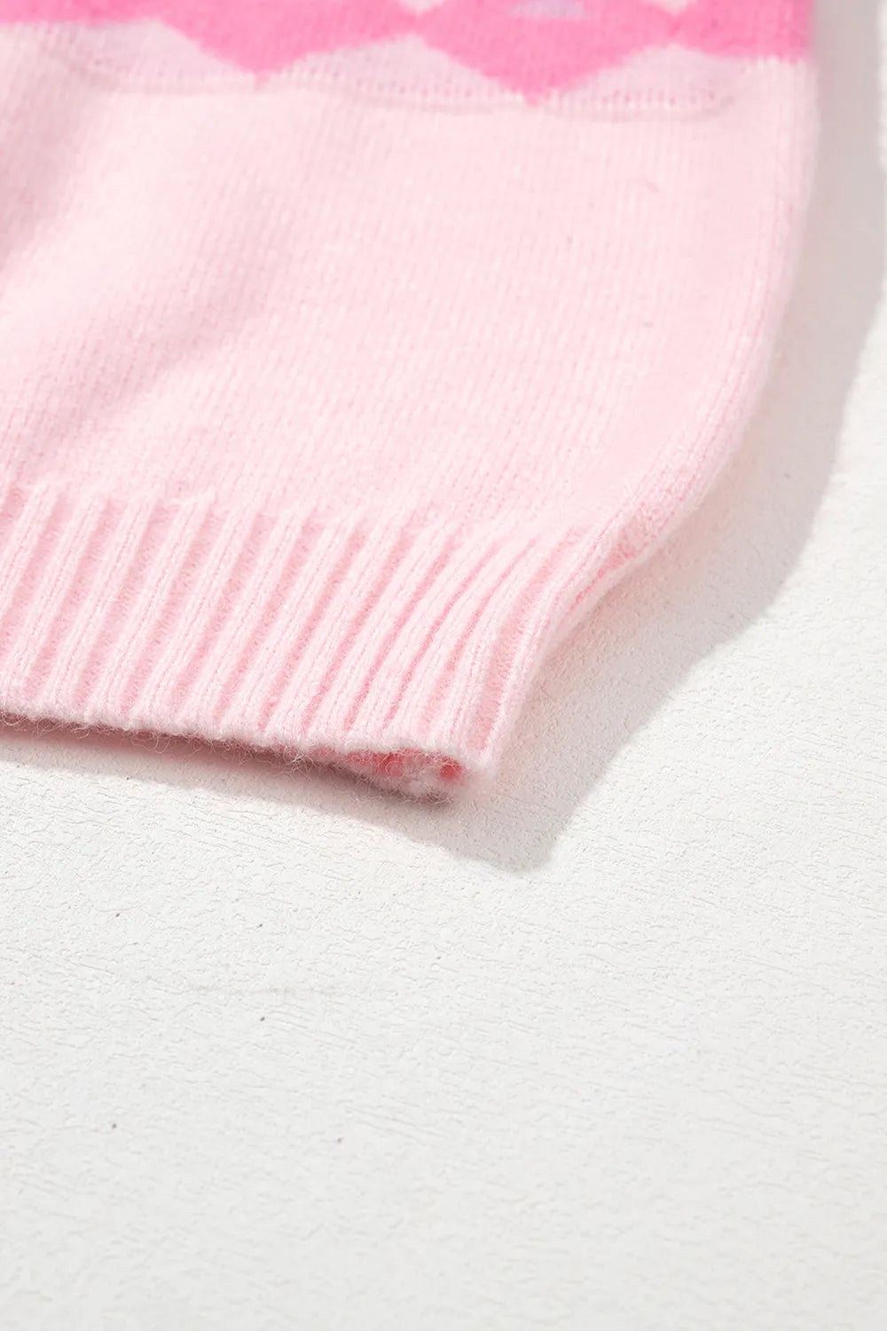 Women’s pink geometric drop shoulder long sleeve knit sweater