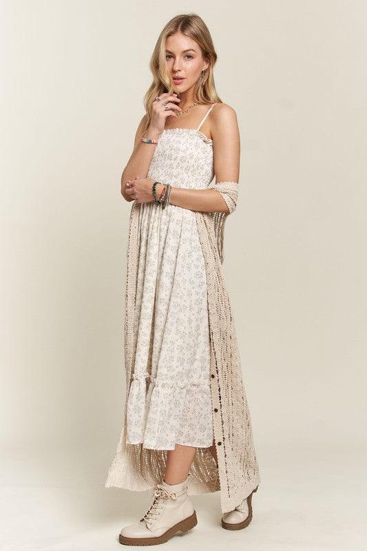 ADORA Smocked Floral Ruffled Hem Cami Dress - DAVERRI FASHIONS