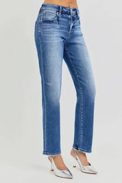 RISEN Mid Rise Ankle Tapered Jeans | Daverri Fashions
