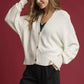 Umgee Button-Front V-Neck Knit Cardigan - DAVERRI FASHIONS