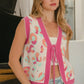 BiBi Leopard Sweater Vest With Front Tie and Scallop Detail Vests