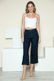 Judy Blue Full Size Side Seam Braid Detail Crop Wide Leg Jeans | Jeans Daverri Fashions