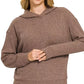 Ribbed Long Sleeve Hoodie Brown - DAVERRI FASHIONS