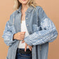 And The Why Full Size Paisley Print Quilted Sleeves Denim Jacket - DAVERRI FASHIONS