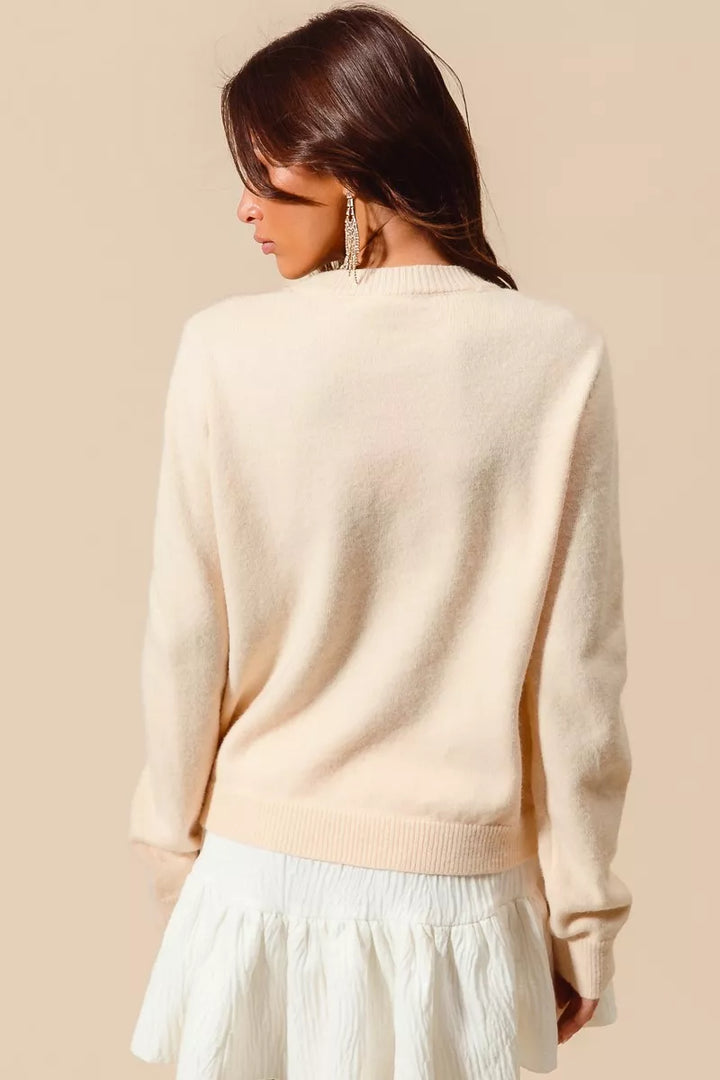 SO ME Sequins Bow Ribbon Embellished Christmas Sweater | Sweaters Daverri Fashions