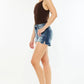 Kancan High Waist Raw Hem Denim Shorts - DAVERRI FASHIONS
