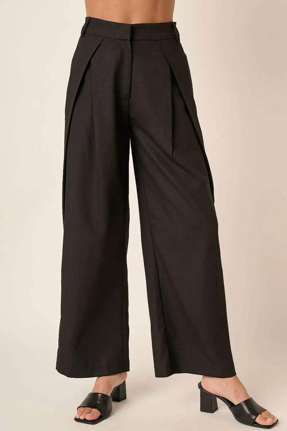 Mittoshop Deep Pleated High Waisted Wide Leg Pants | Pants Daverri Fashions