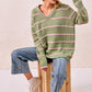 BiBi Striped Long Sleeve Sweater - DAVERRI FASHIONS