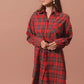 SO ME Christmas Checker Plaid Button Up Shirt Dress - DAVERRI FASHIONS