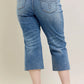 Judy Blue Plus Size High Waist Back Destroy & Raw Cut Hem Crop Wide Jeans