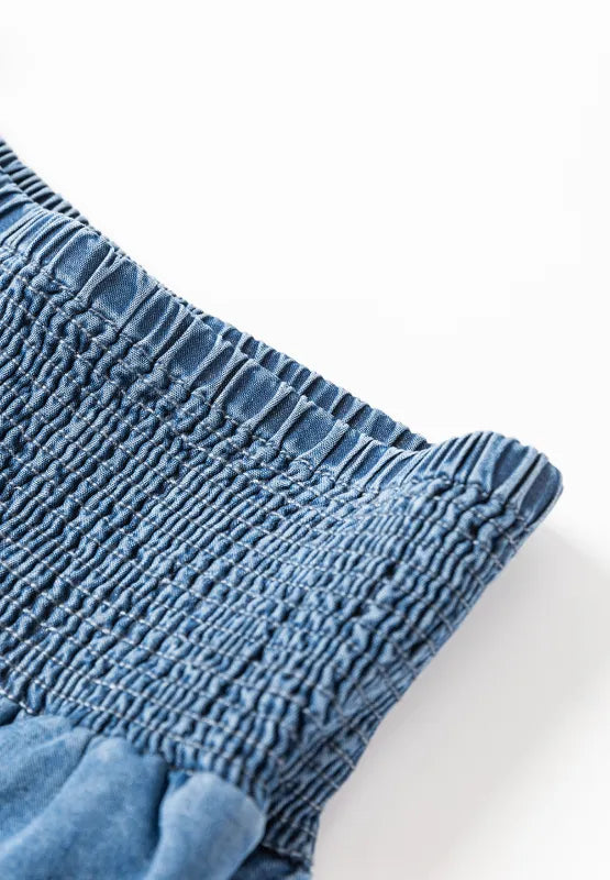 Smocked Wide Leg Jeans | Jeans Daverri Fashions